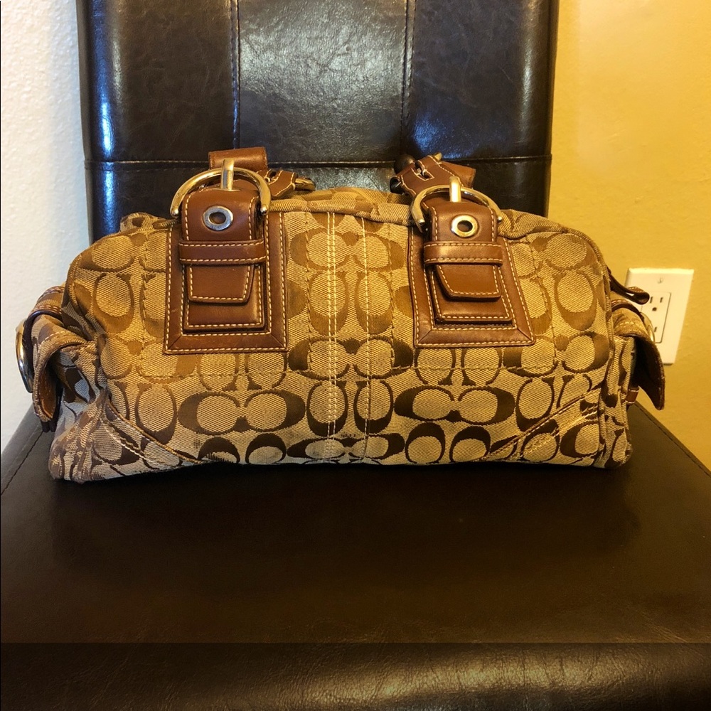 Coach sign.shoulder canvas handbag No.C06Q-10078